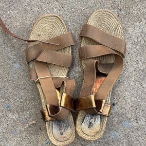 Etcetera Tan Leather Espadrilles - Sz 10